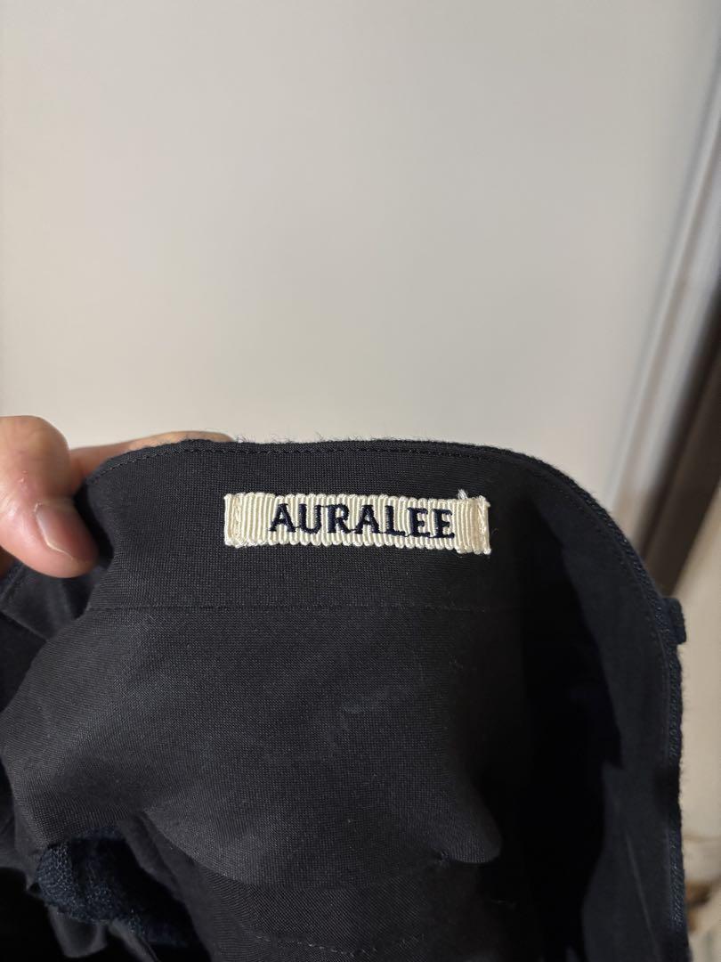 24ss Auralee Linen Silk Tweed Slacks Navy 3