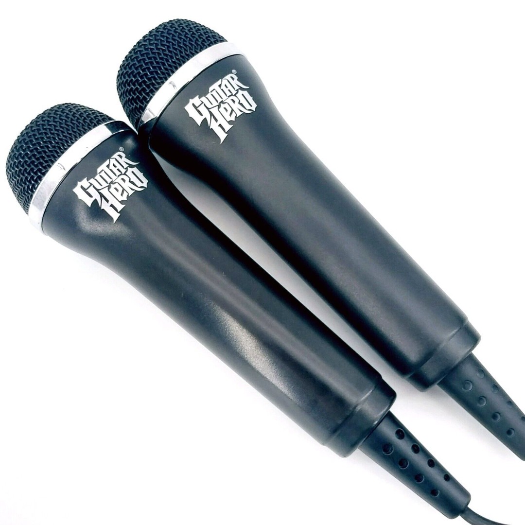 Guitar Hero Wired USB Microphones Set of 2 Xbox 360 PS3 Wii Red Octane Tested
