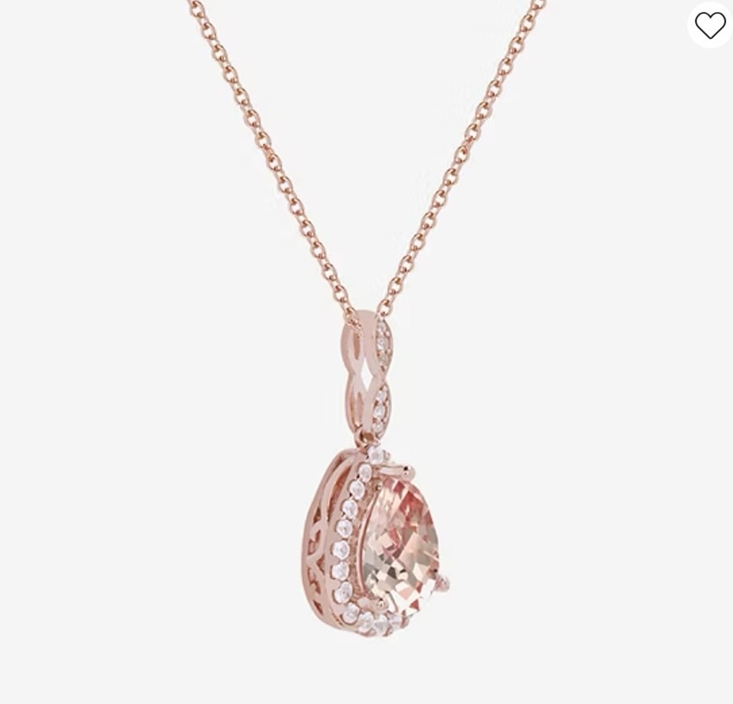 Womens Lab Created Pink Sapphire 14K Rose Gold Over Silver Pear Pendant Necklace