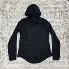 Spanx Silhouette Jacket Women's Black Hooded Pullover Hoodie Yoga Size Medium