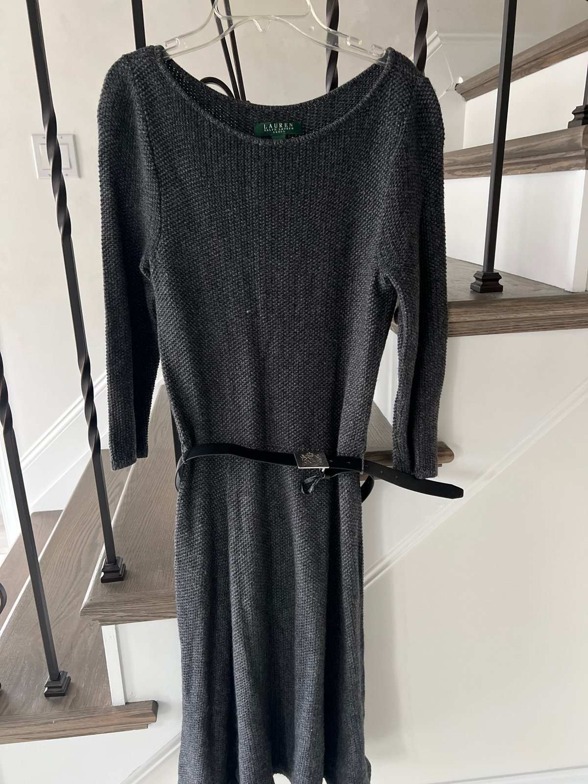 Ralph Lauren Belted Gray Dress