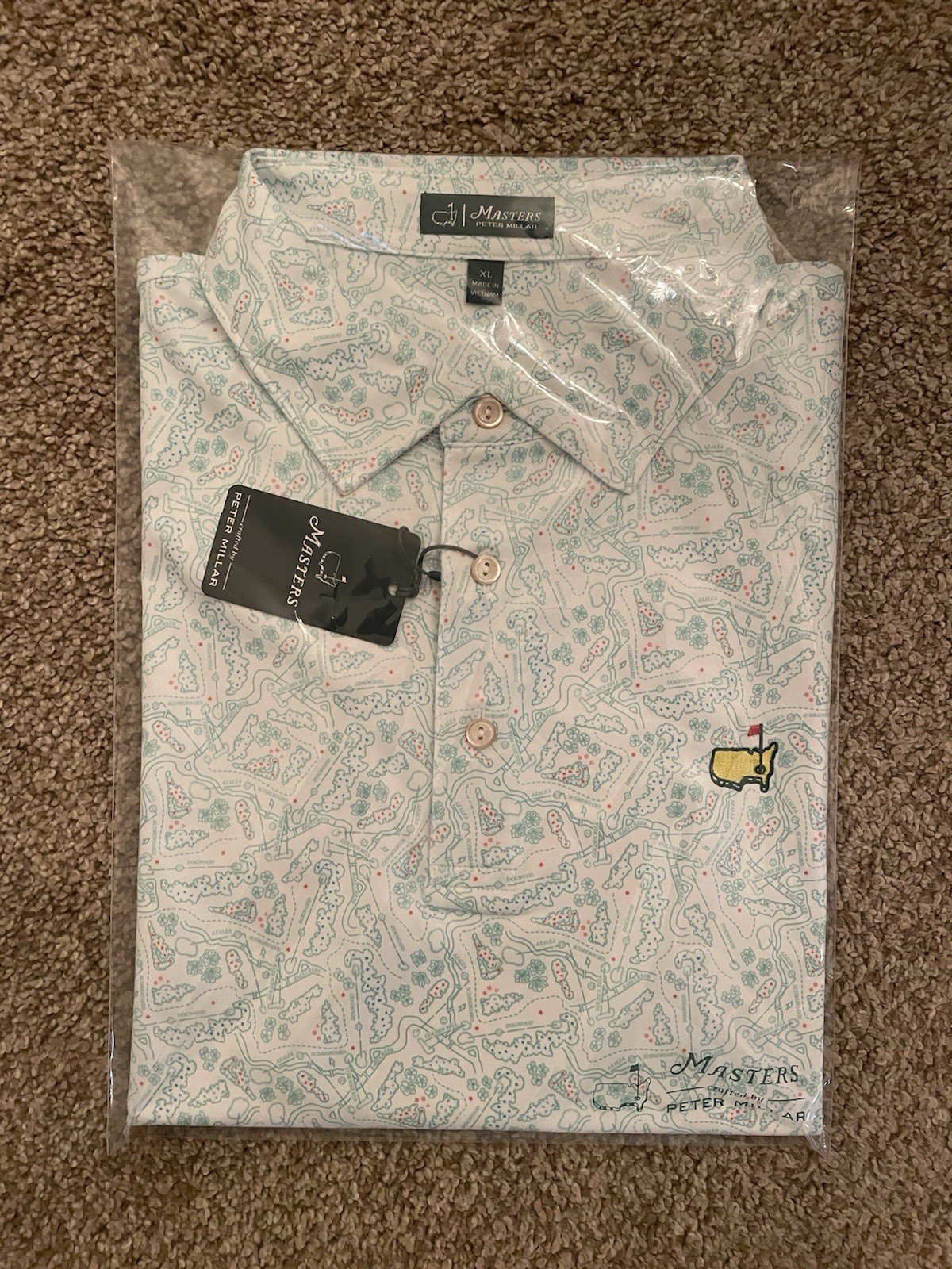 NEW For 2025 Masters Peter Millar Polo With Course Layout Size XL Augusta