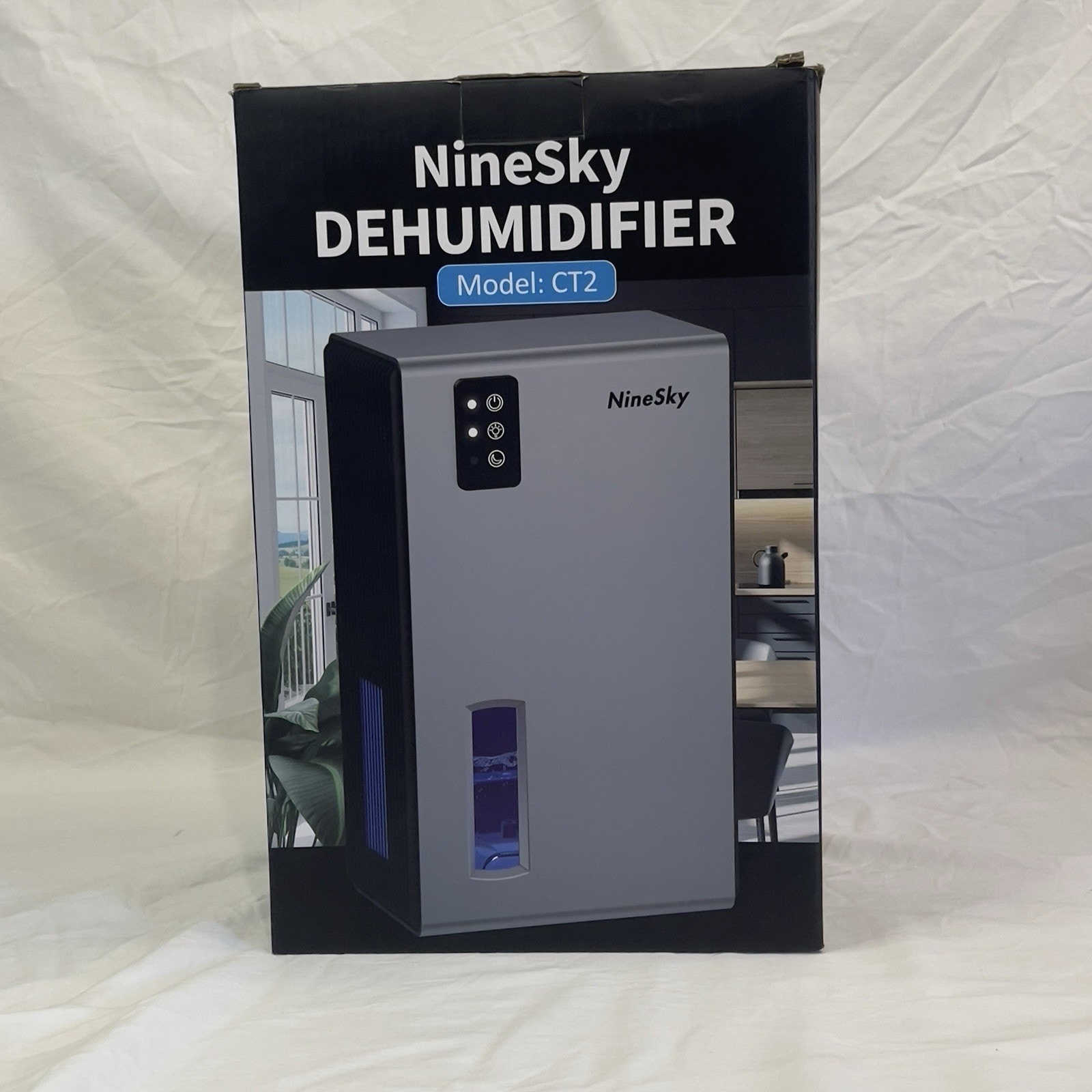 NineSky Dehumidifier Model CT2 Gray 95oz Water Tank Rainbow Mood Light Open Box