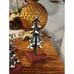 Vintage Rustic Cottage Curled Metal Snow Flocked Christmas Tree Decor Set Of 3