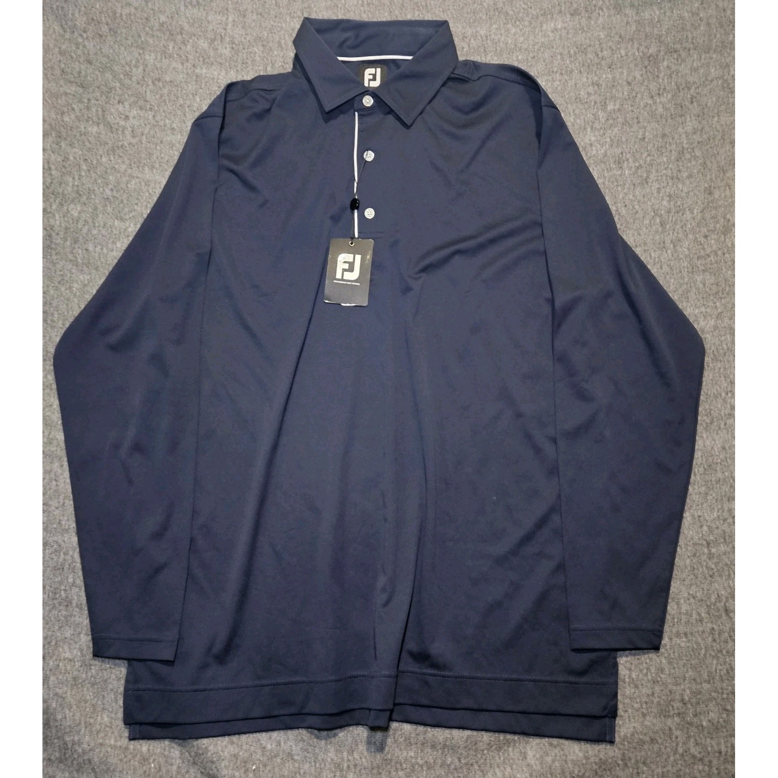 FootJoy Mens Sun Protection Solid Long Sleeve Golf Shirt Dark Blue XXL 2XL