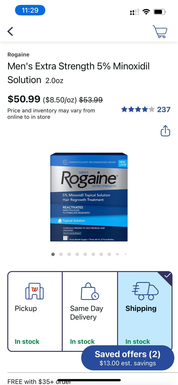 ROGAINE Men's Extra Strength 5% Minoxidil Solution, 3-Month Supply Hair Loss & R