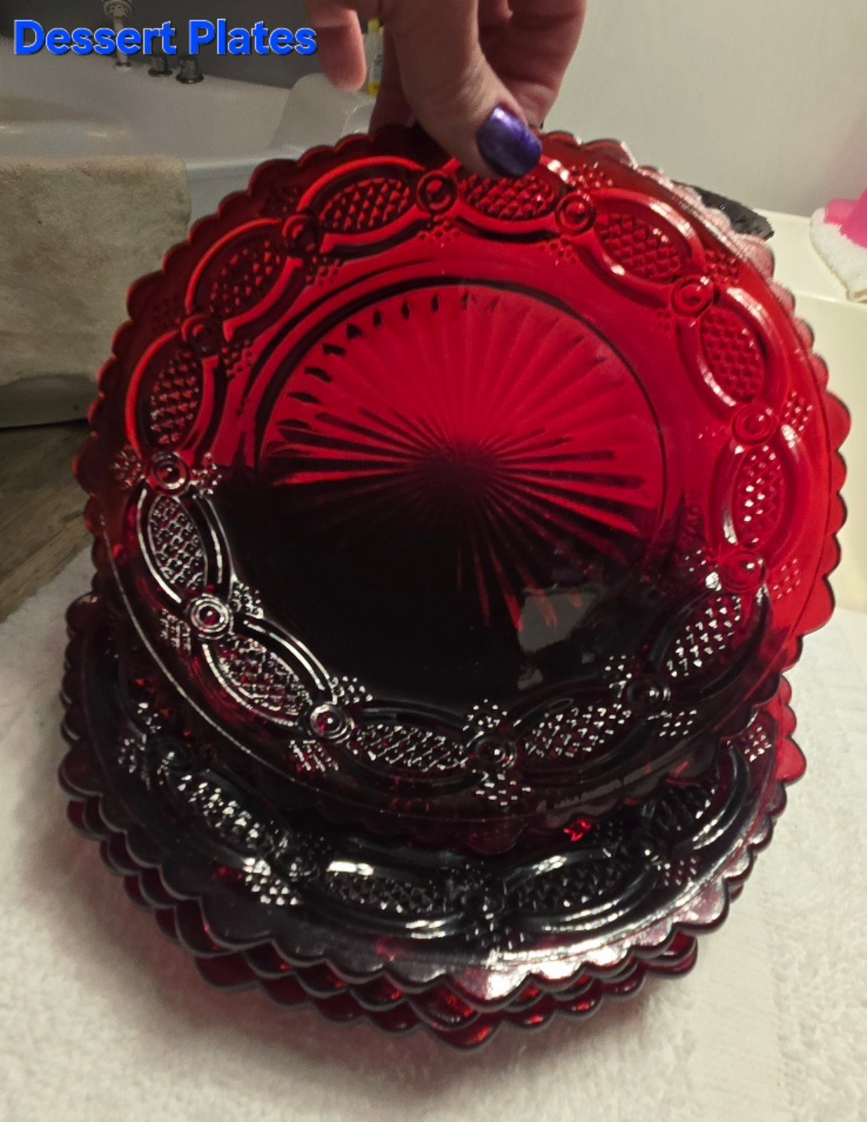 Avon Red Ruby Dessert Plate set of 6  Cape Cod Collection.