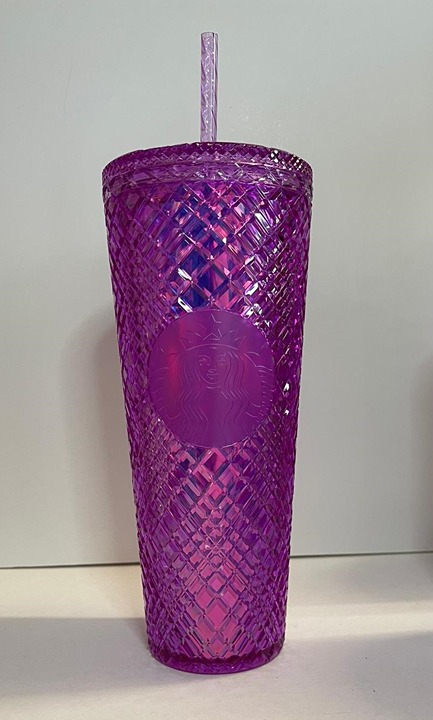 Starbucks Valentines 2023 Purple Pink Taffy Jeweled Cold Cup Tumbler Venti 24 oz
