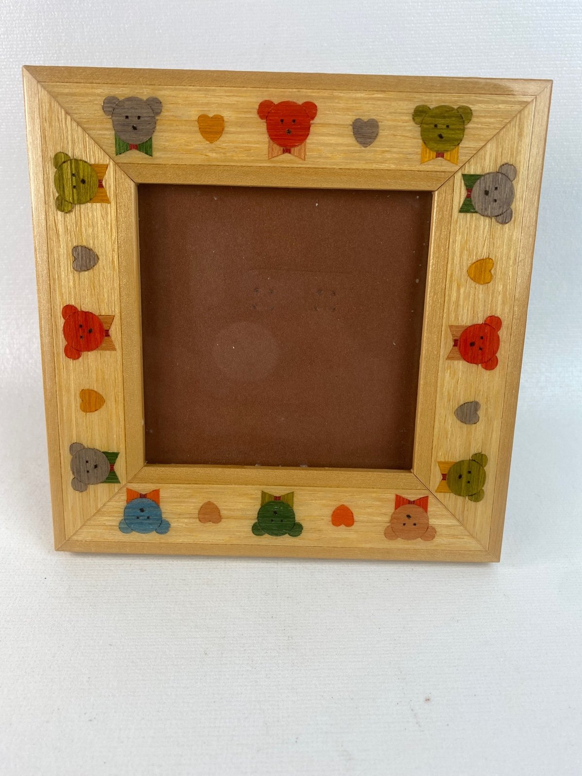 TIZO Retired Picture Frame Wood In Laid Wood Bears Made in Italy