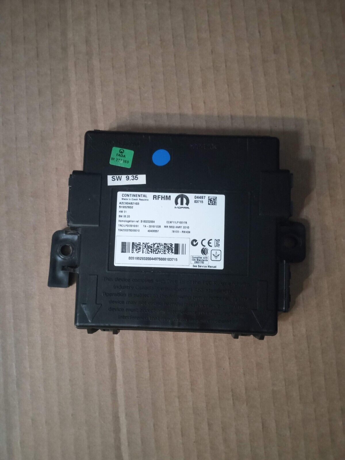 Jeep Renegade TPMS Module 51952932 Fiat 500 2015-2018