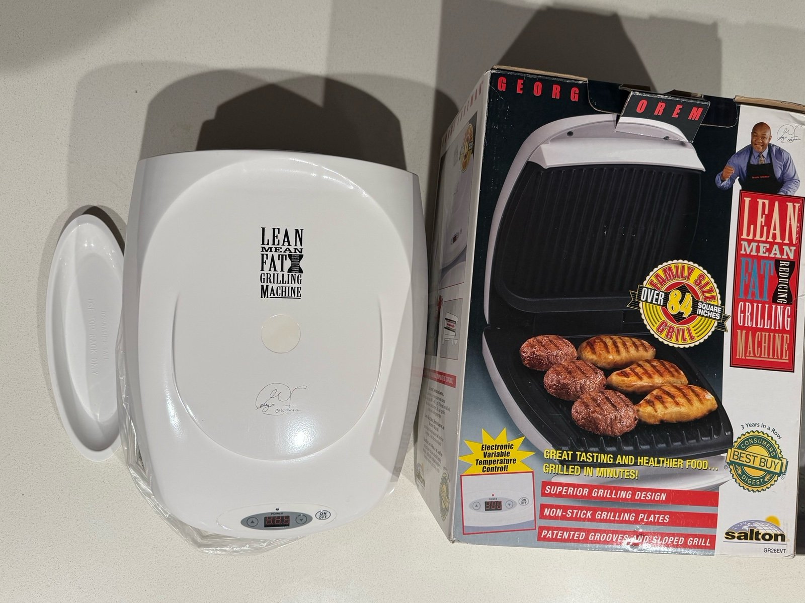 Lean Mean Fat Grilling Machine George Foreman GR20WHT XL Grill