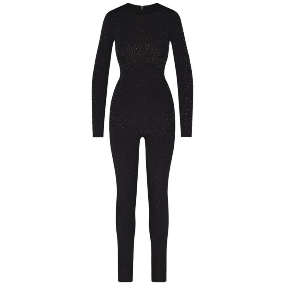 SWAROVSKI X SKIMS JELLY SHEER LONG SLEEVE CATSUIT | ONYX / M Catsuit