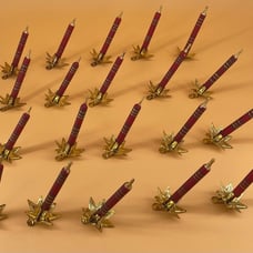 Burgundy/Gold Glass Candle Stick Ornaments (Italy) Clip On Ornament LOT of 20