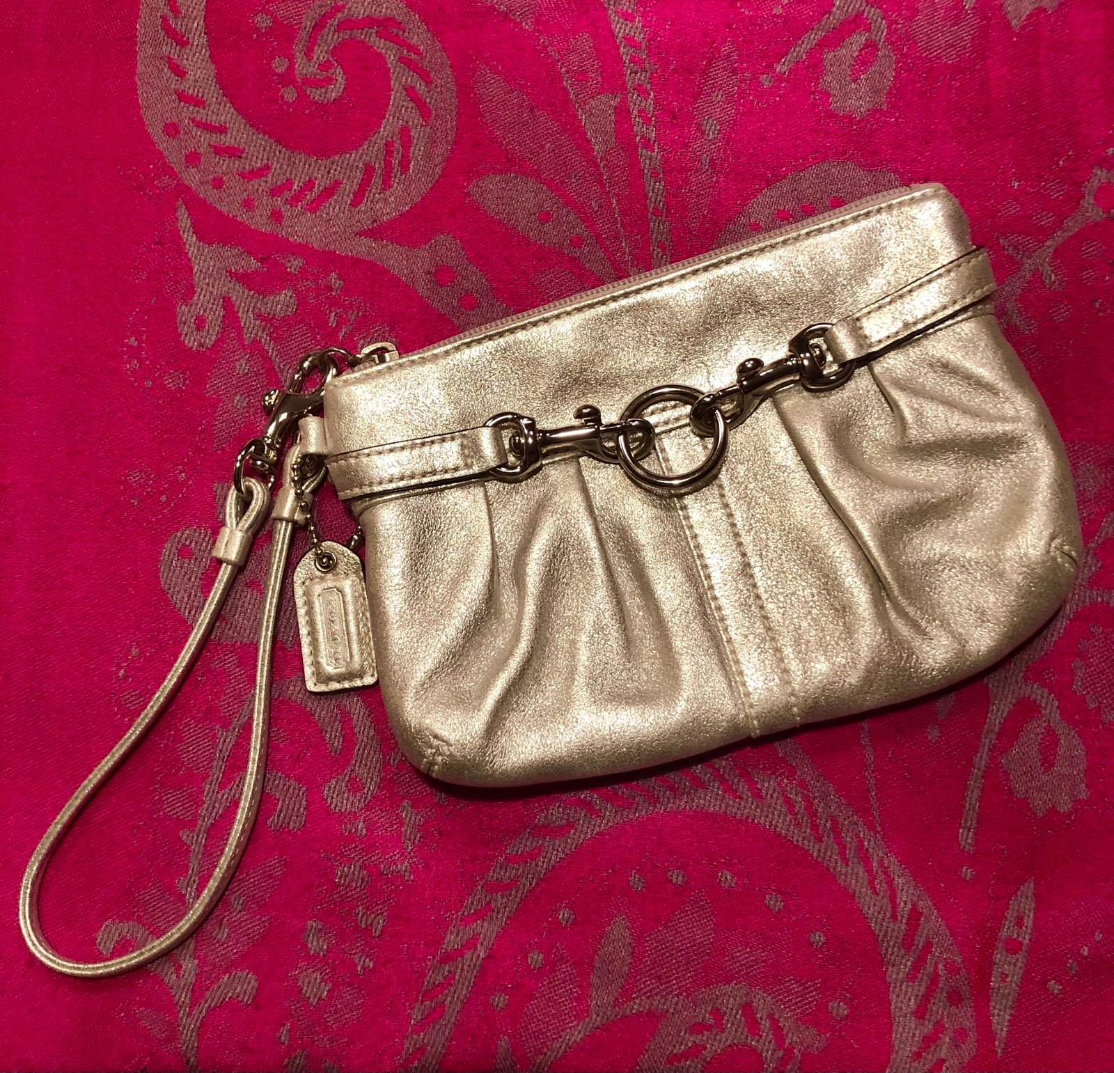 Coach Silver Belted Wristlet