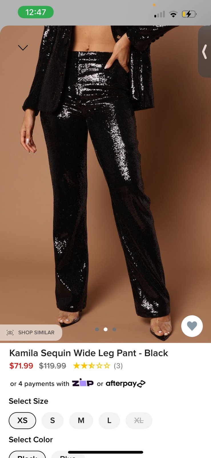 Fashion nova wide leg black sequin pants