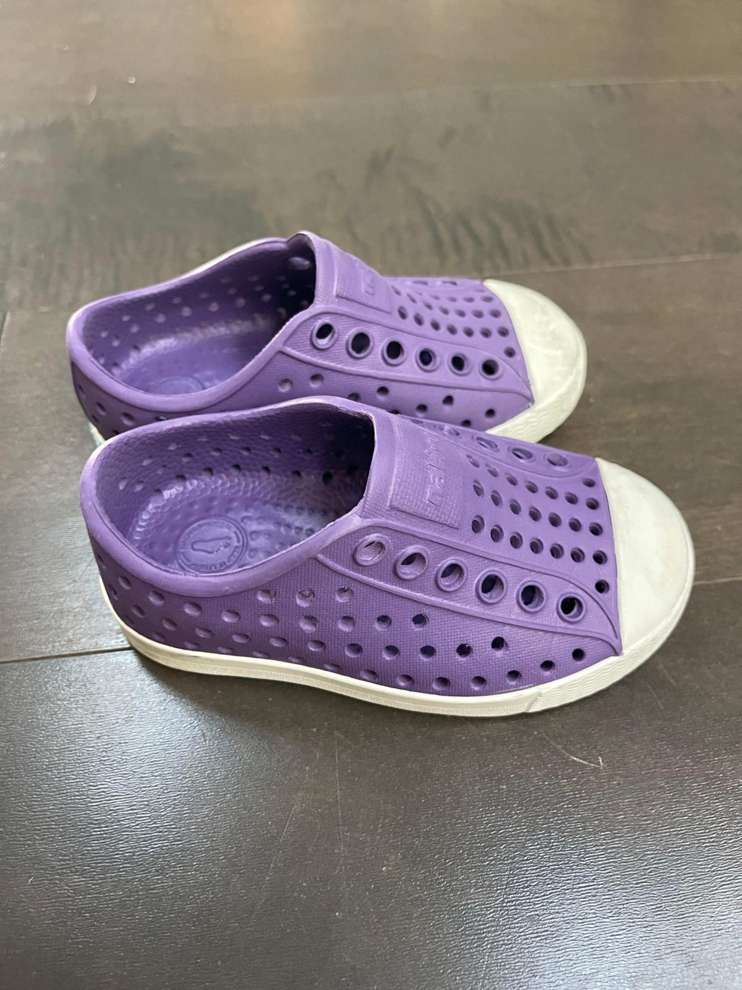 Little Girls Jefferson Lilac Rubber Waterproof No Lace Slip On Shoe Sz C5 - Native