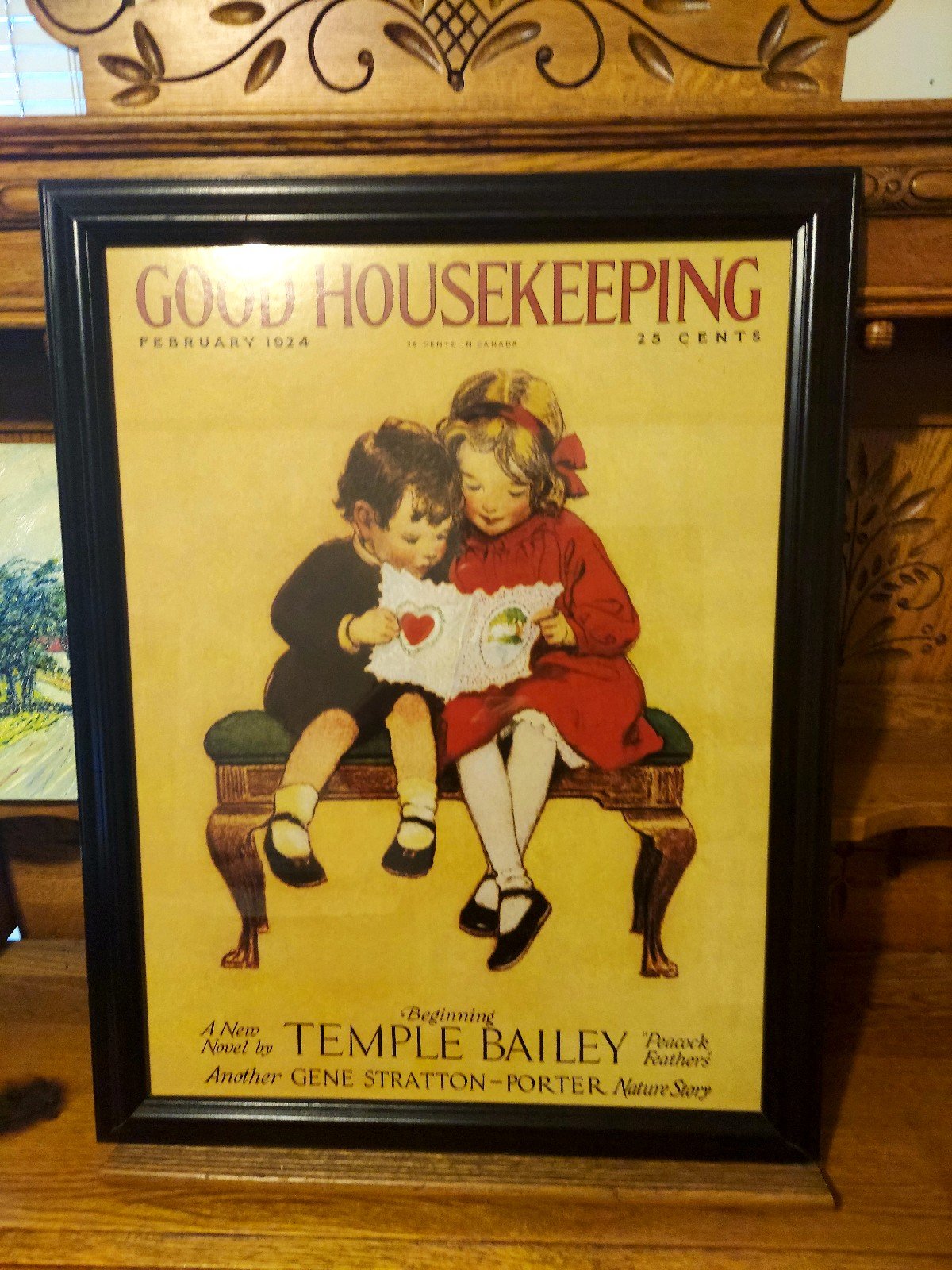 VINTAGE GOOD HOUSEKEEPING 1924 FRAMED UNDER GLASS 5 CENTS COPY PRINT 27 x 21