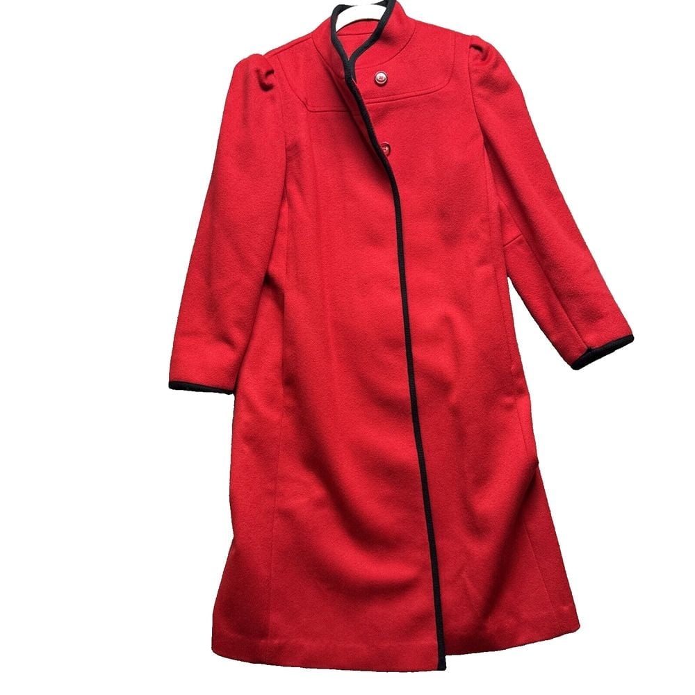 Fashioned By Jill 100% Worumbo Wool Womens Pea Coat Size Small Red Opera