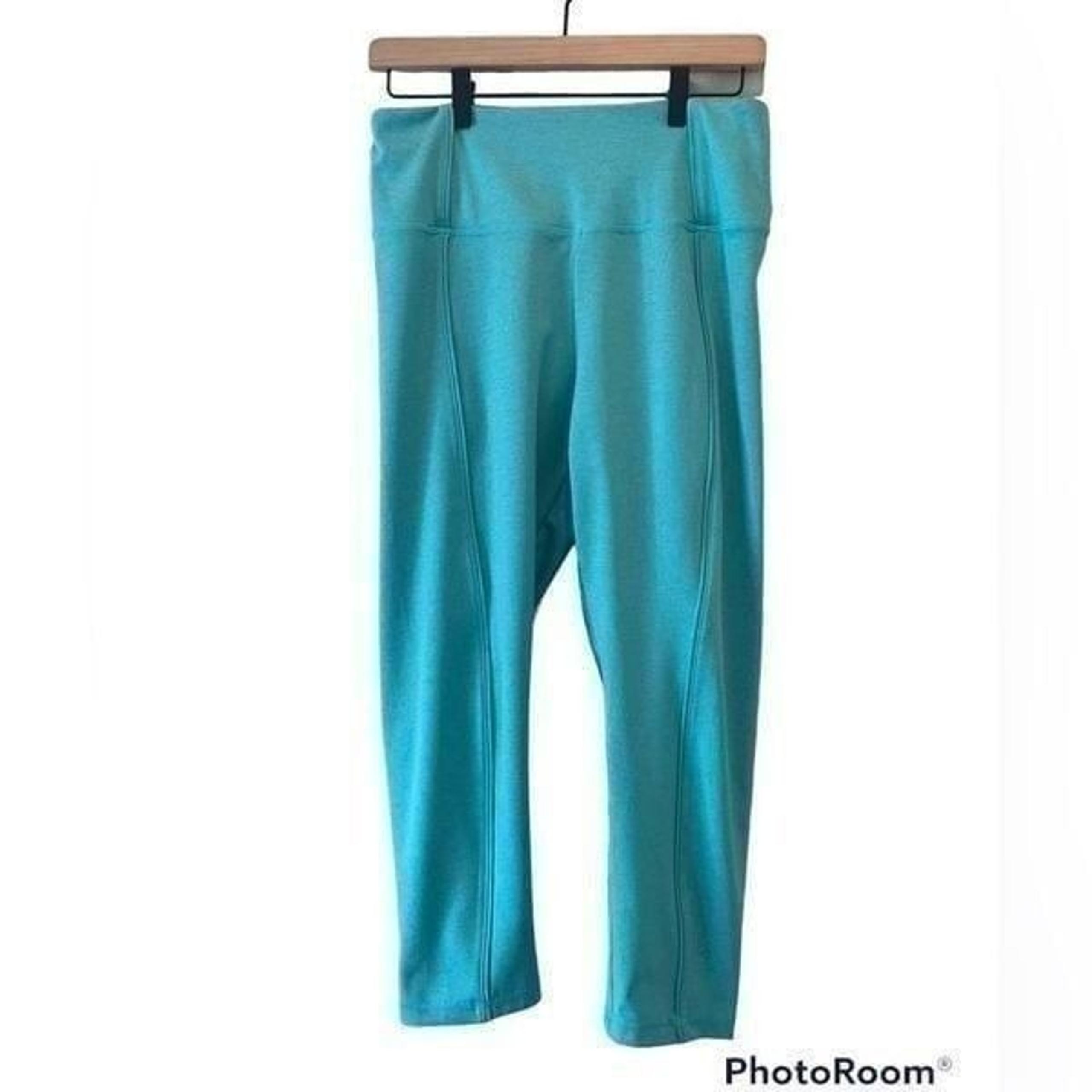 Marika Tek Blue Turquoise Fitted Capri Yoga Workout Athleisure Womens XL