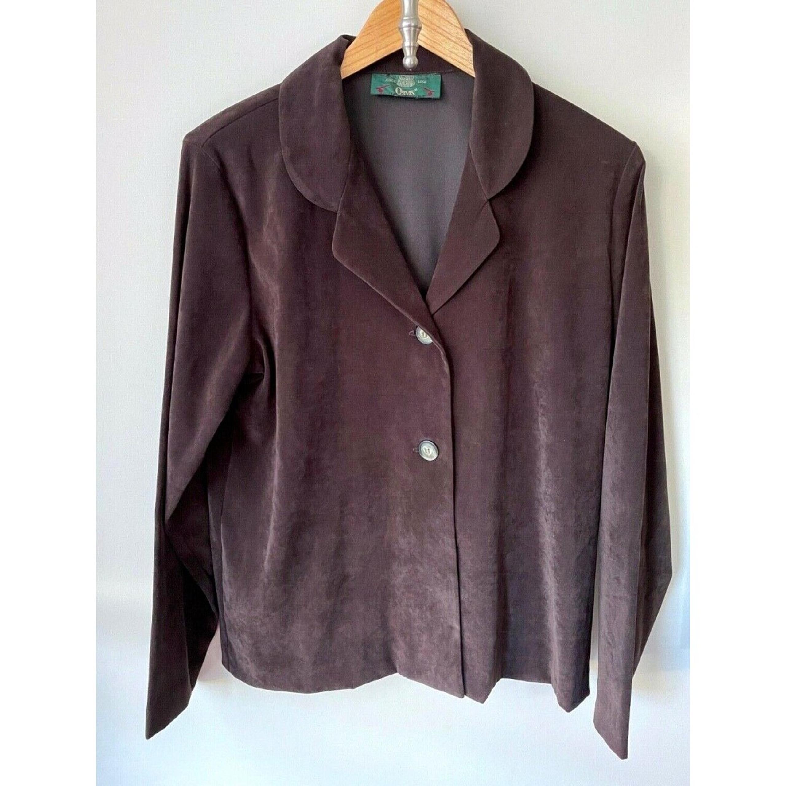 Vintage ORVIS Women's Chocolate Brown 2 Button Soft Blazer Jacket