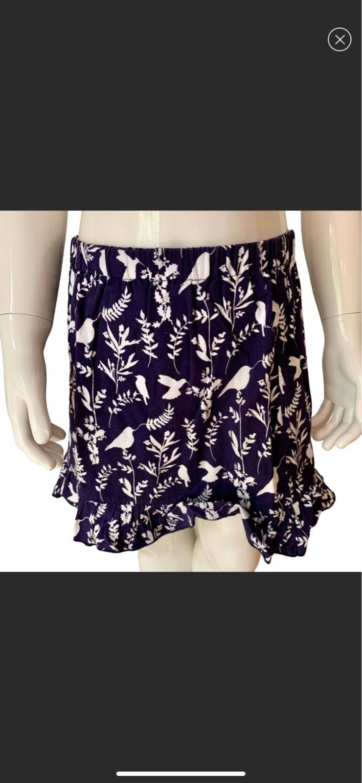 OSCAR DE LA RENTA Purple Bird Print Cotton Ruffled Skirt