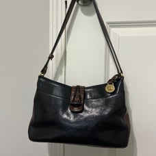 Vintage BRAHMIN BLACK/BROWN LEATHER SHOULDER BAG