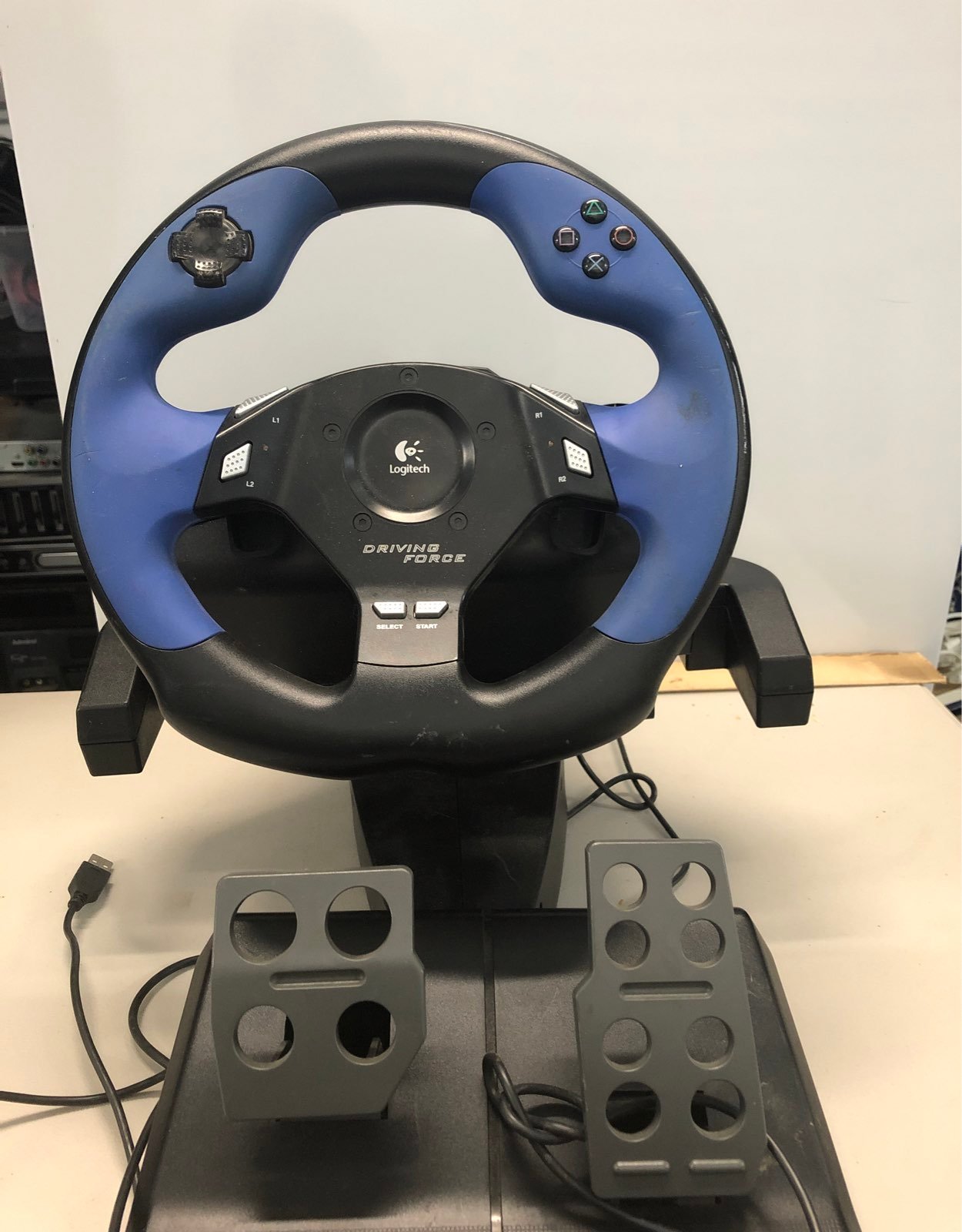 Logitech Driving Force PS2 Steering Wheel Pedals Feedback Racing USB WORKS