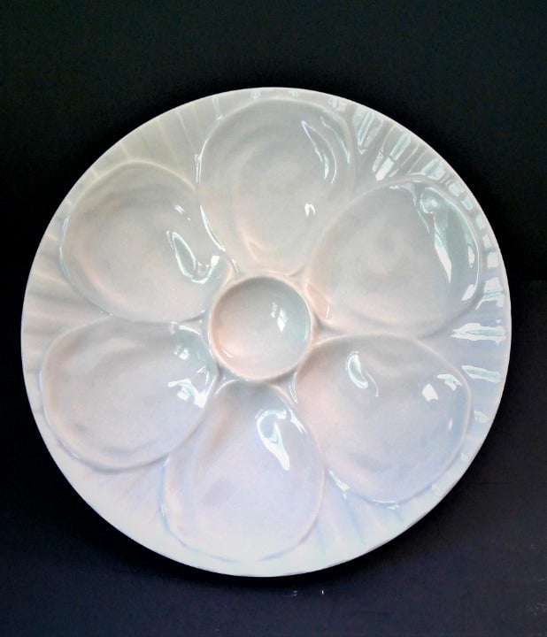 Antique Pillivuyt Oyster 9 Plate Vintage White Depuis 1818 French Porcelain