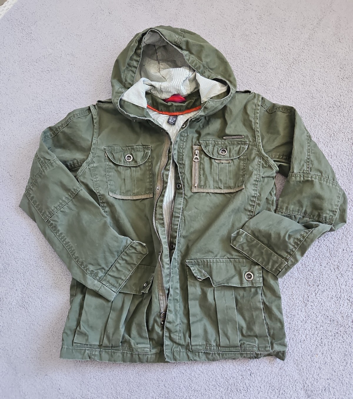Zara Kids military style vintage hooded jacket for boys