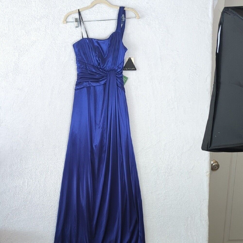 City Triangles Junior's Purple Satin One Strap Formal Prom Dress Size 3