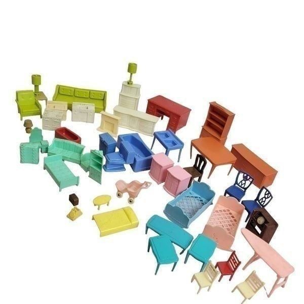 Vintage doll furniture lot 47 pcs
