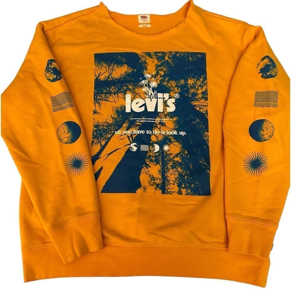 Levi's All You Have to Do Is Look Up Forest Graphic Sweatshirt Orange Med