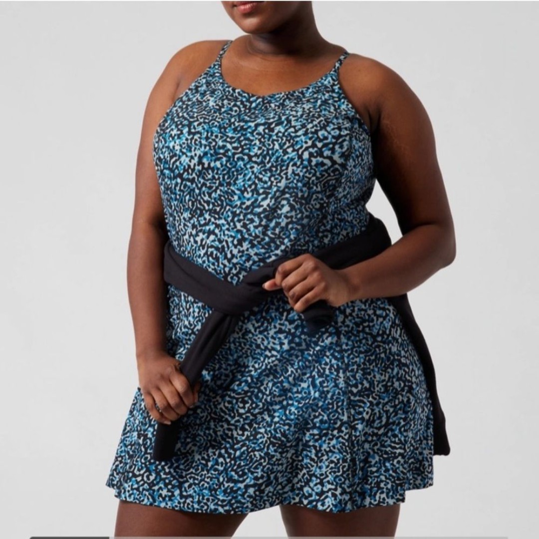 Athleta Blue and Black Printed Infinity Dress
