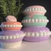 Macaron tower ceramic cookie jar 12” decor spring Easter