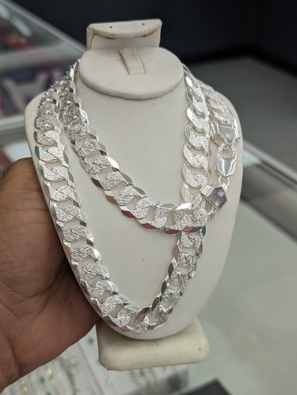 925 Sterling Silver Cuban Diamond Cut Chain