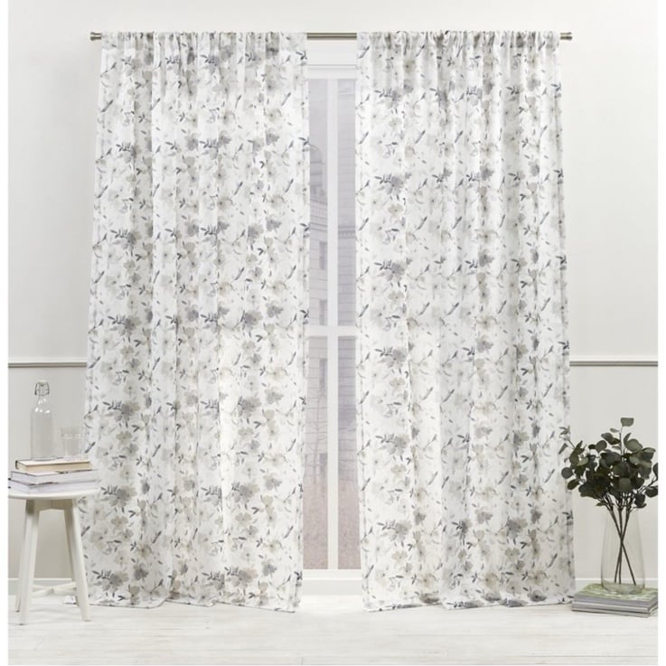 Nicole Miller Hattie Light Filtering, Semi Sheer Rod Pocket Curtain Panels, 54 x