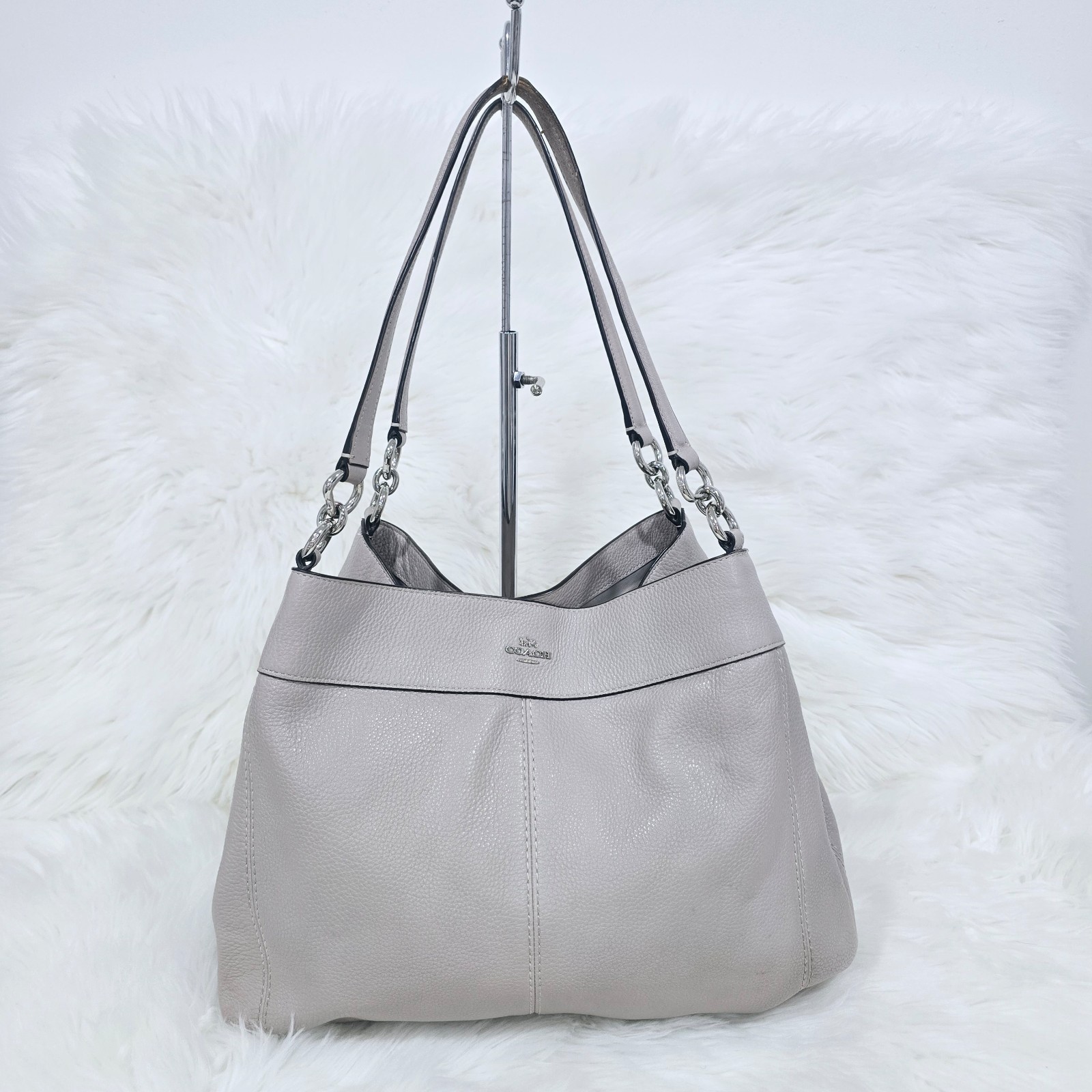 Coach Lexy Shoulder Beige Leather Purse