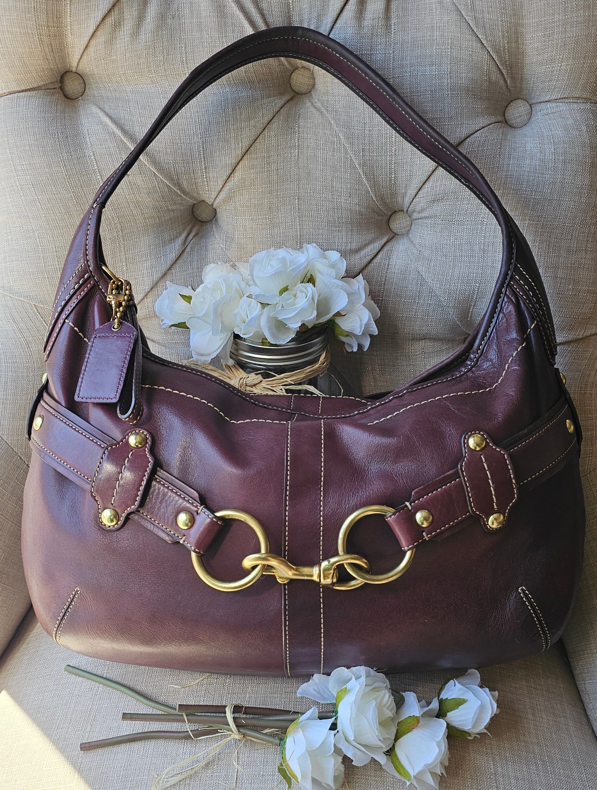 Vintage Coach Hampton Horsebit Burnished Leather Ergo XL 11262 ( Burgundy )