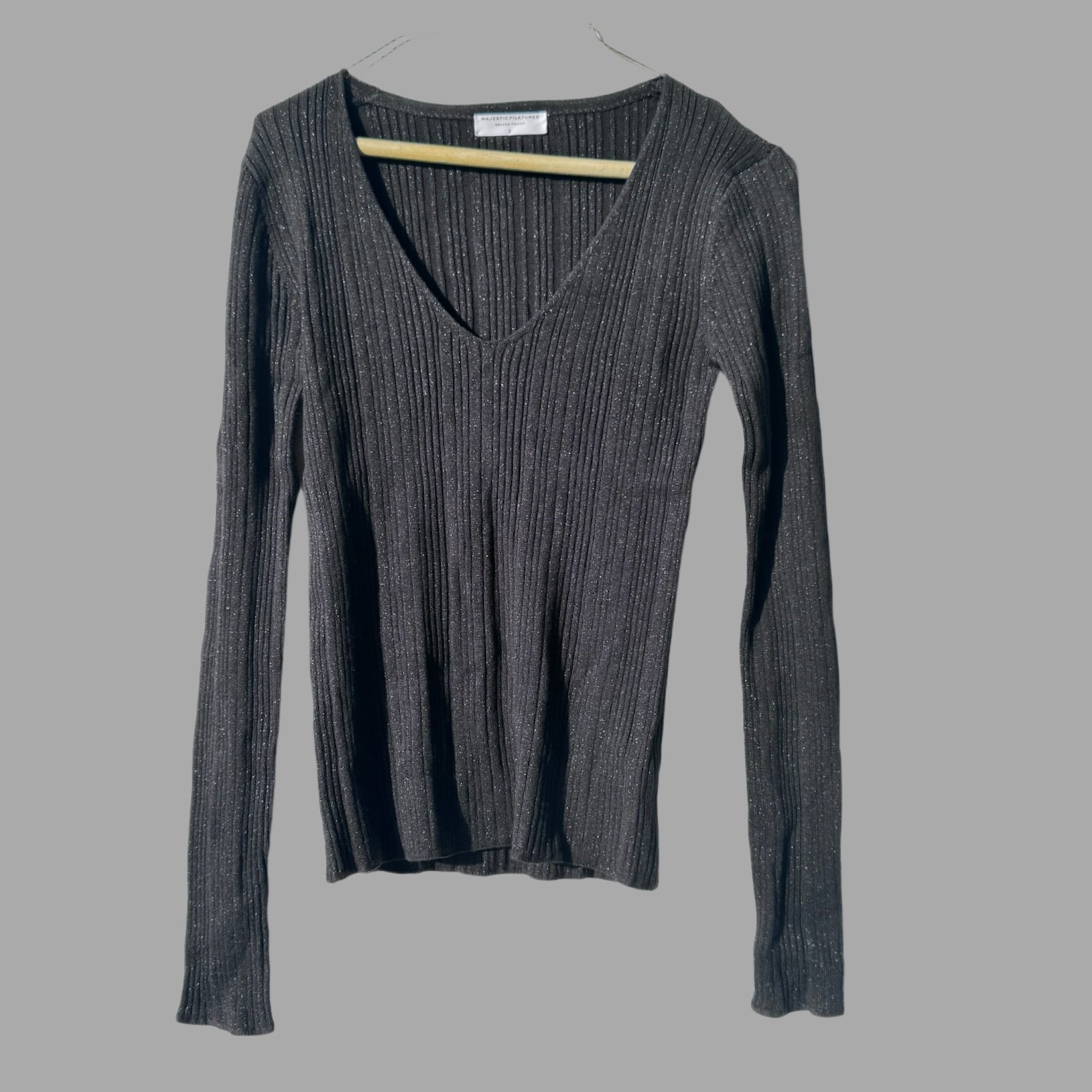 NWOT Majestic Filatures Ribbed Shimmer Sweater Sz 2