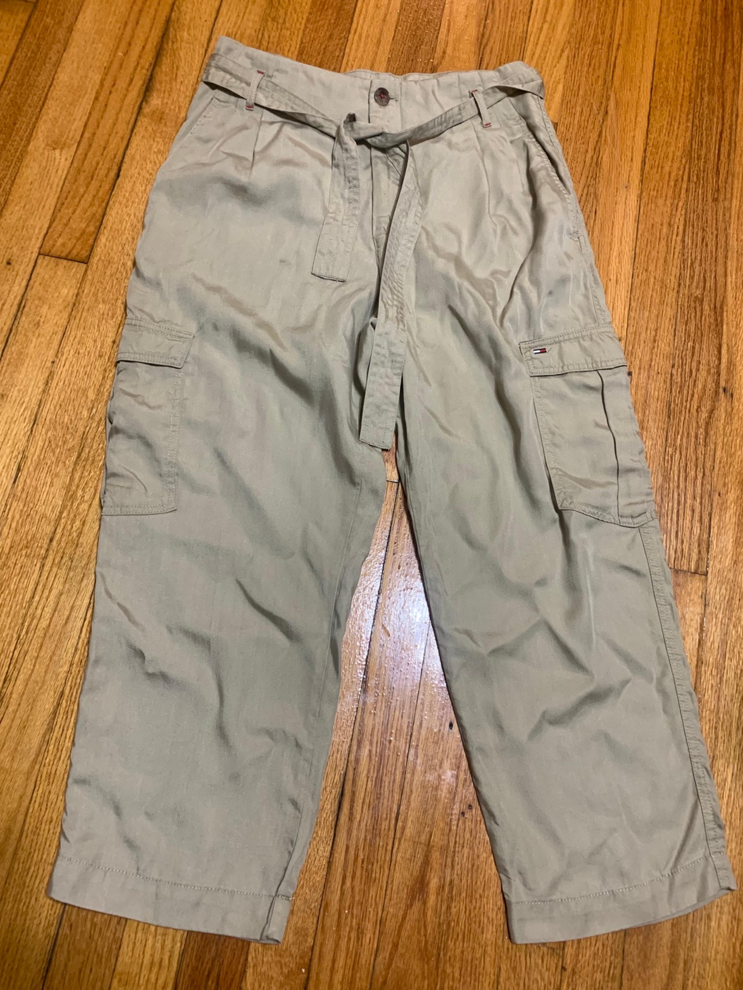Tommy Hilfiger Womens Cropped Cargo Pants With Belt 100% Lyocell Size 12