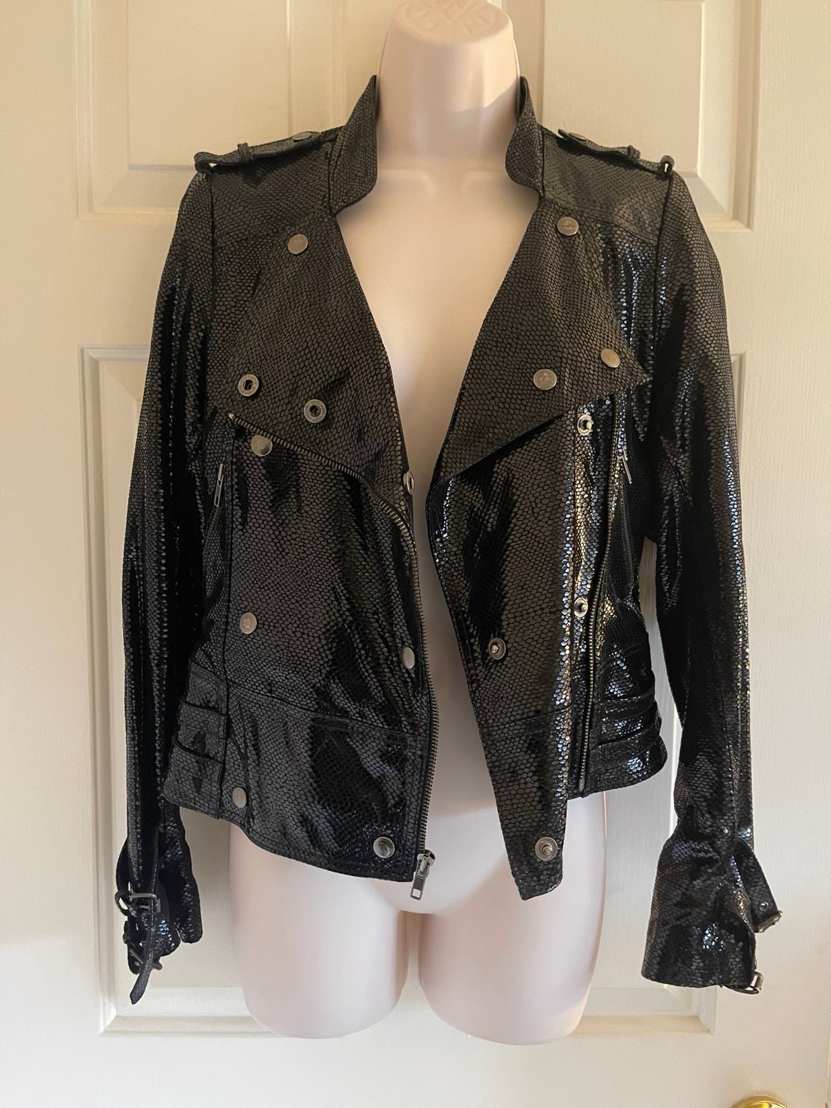 Shiny Leather Motorcycle Jacket