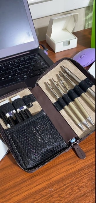 20PCS Metal Mechanical Pencil Set in Leather Case, 0.3 & 0.5 & 0.7 & 0.9 mm & 2m