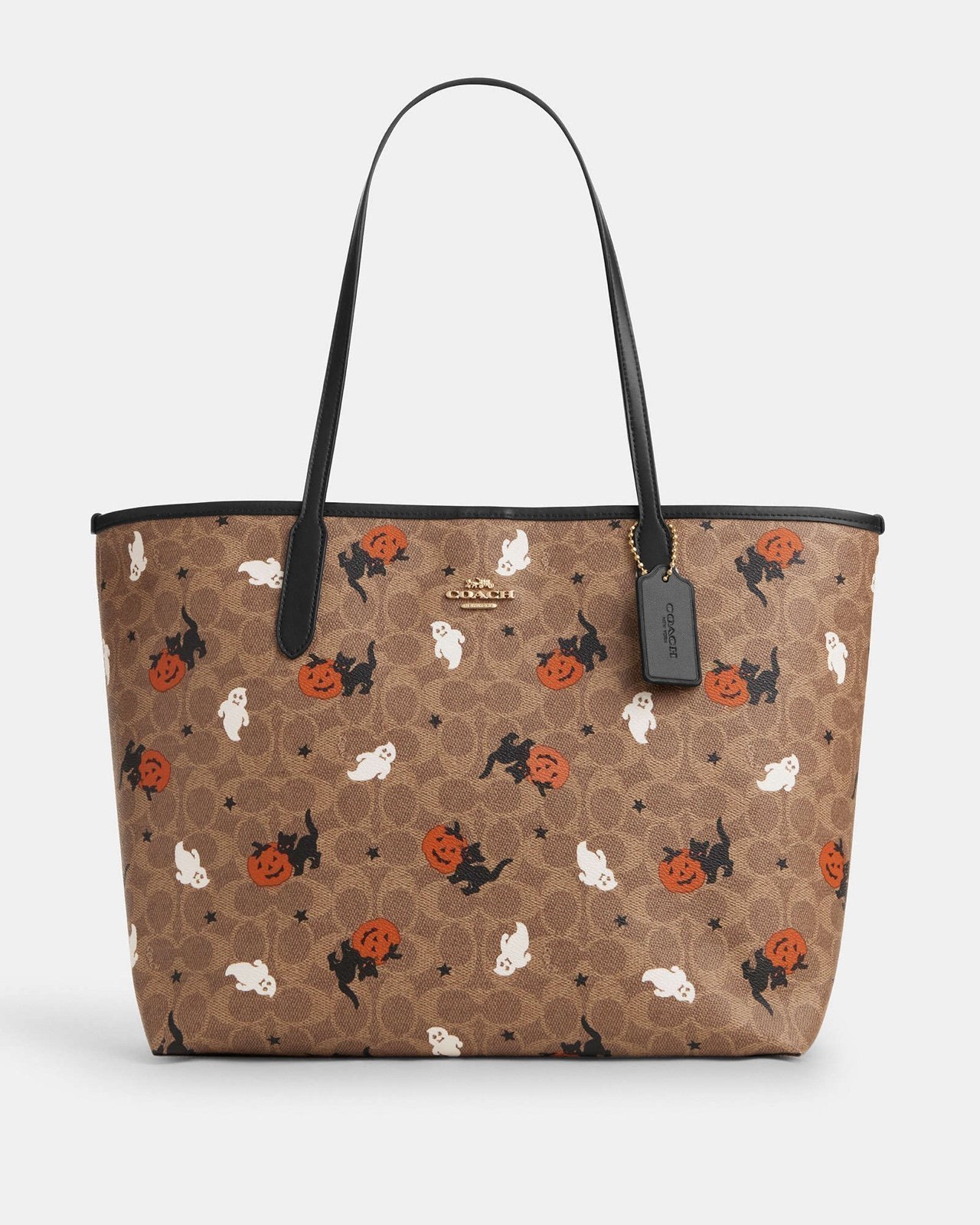 Coach City Tote In Signature Canvas With Halloween Print