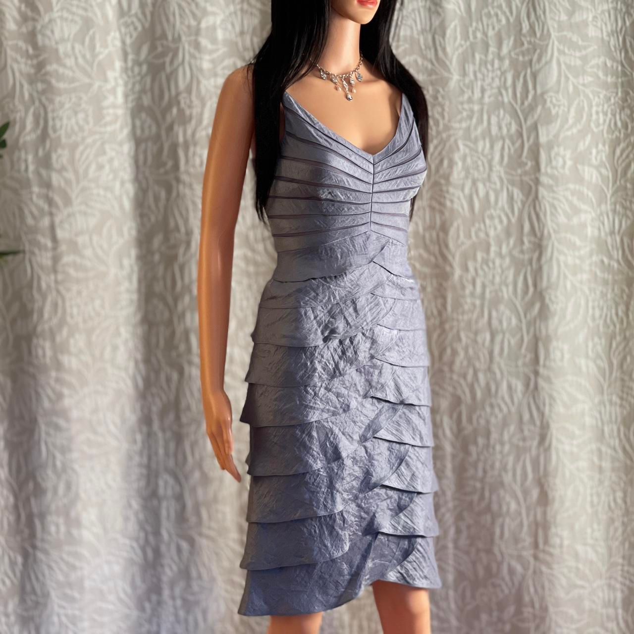 Vintage Y2K Adrianna Papell Metallic Purple/Gray Layered Formal Dress Fairy Sz 4