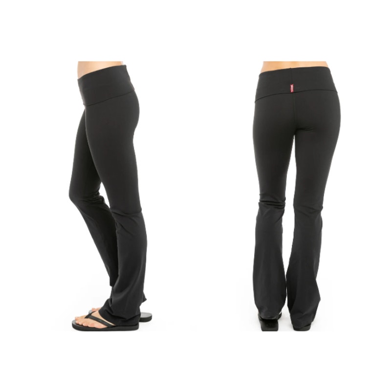 Hard Tail Forever Rolldown Slim Bootleg Black Performance Pant Full Length Small