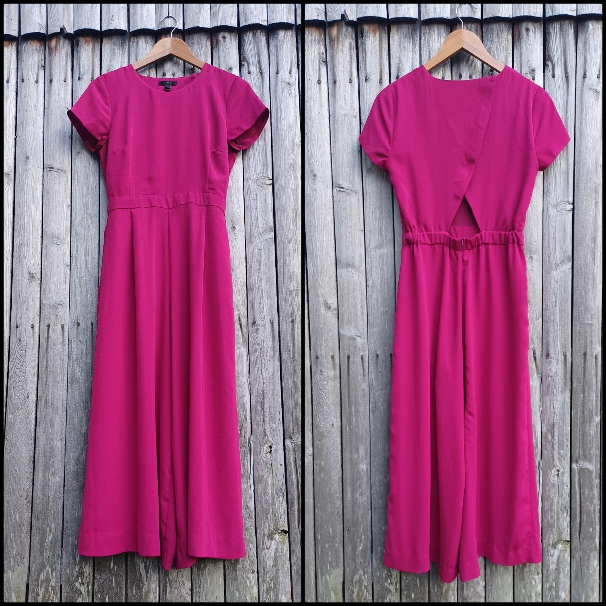 J Crew short sleeve fuschia jumpsuit open back wide leg pants JCrew womens sz 2