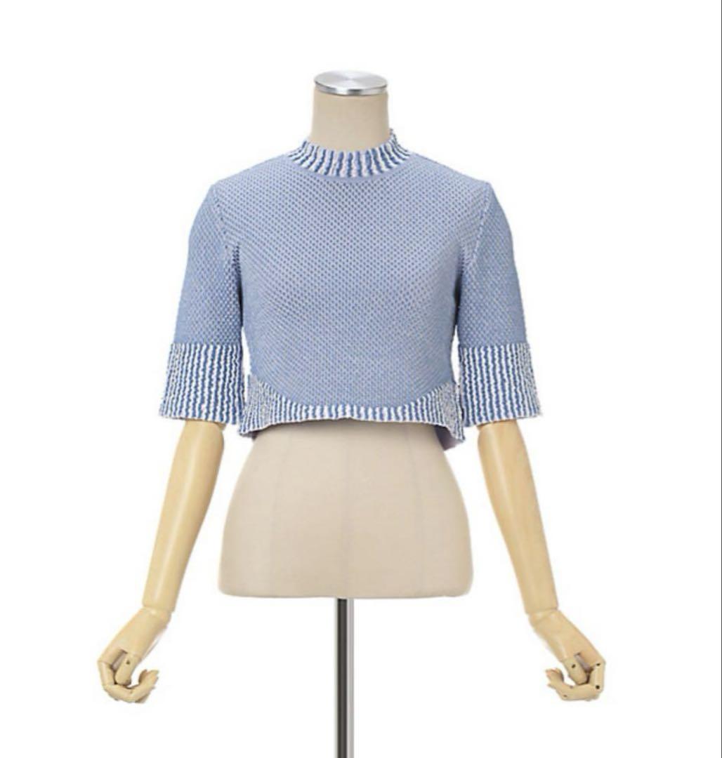 mame Spots Pattern Knitted Croped Top1