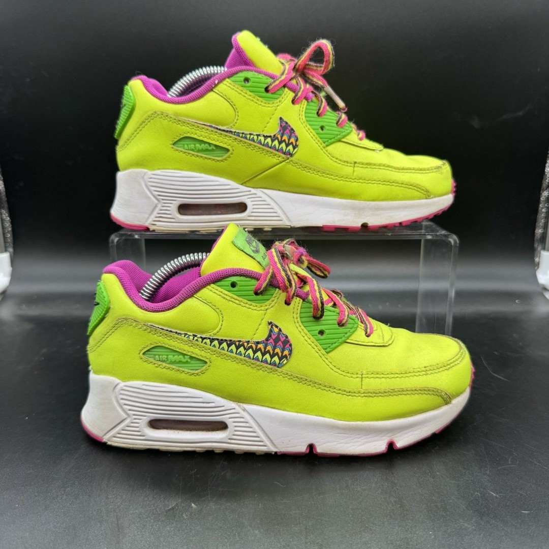 Nike Air Max 90 LTR CW5797-700 Volt Green Pink GS Size 3Y GUC