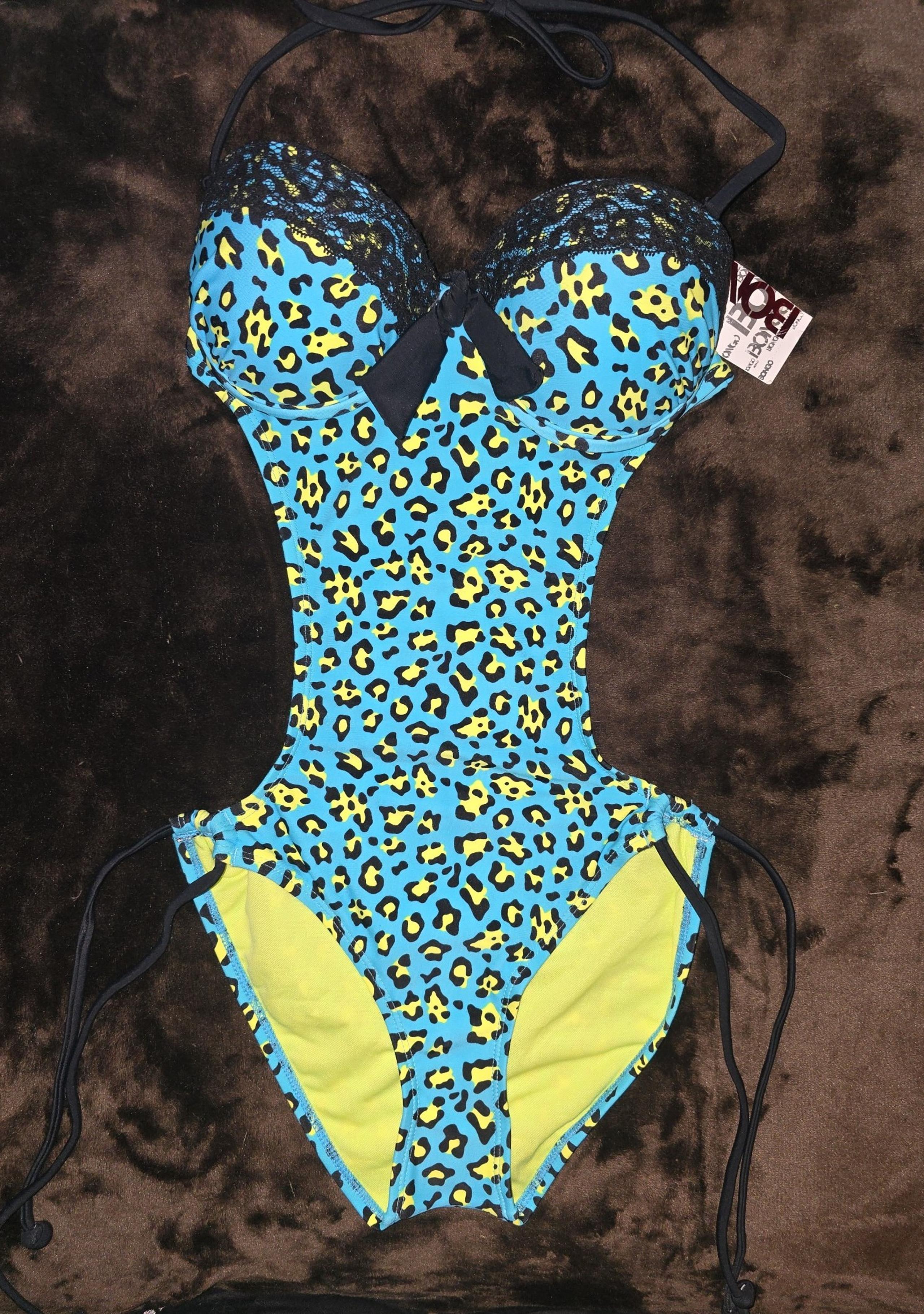 Bongo Teal Leopard Print One Piece Swimsuit