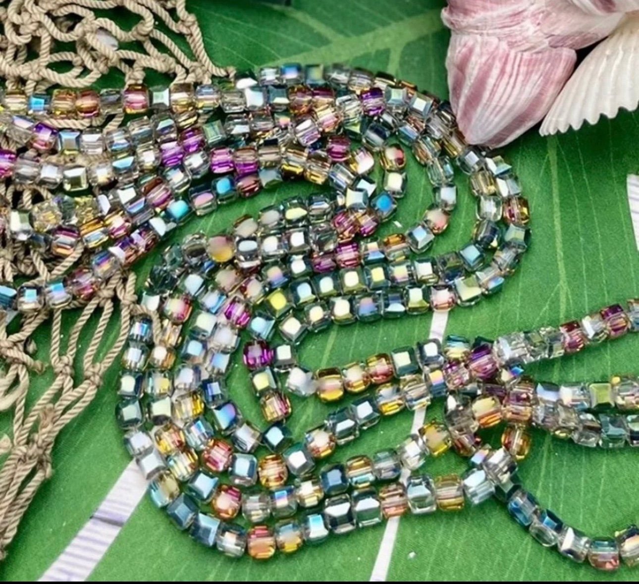 100 -Austrian crystal cube beads in Purple, Pink, & Green hues BULK DIY JEWELRY